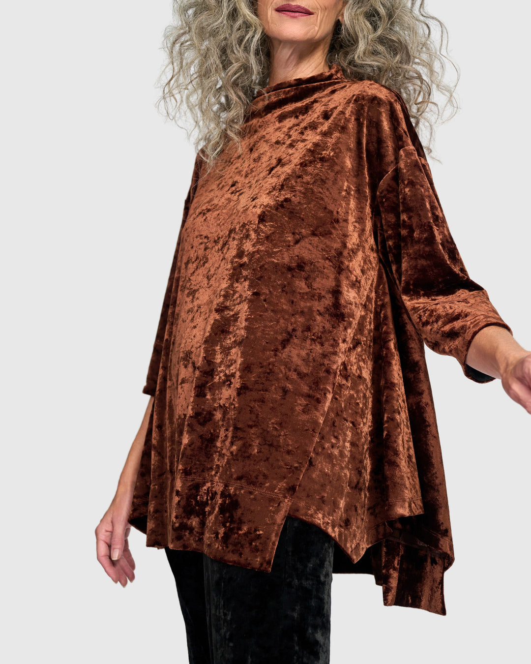 Crushed Velvet Trapeze Top, Maple