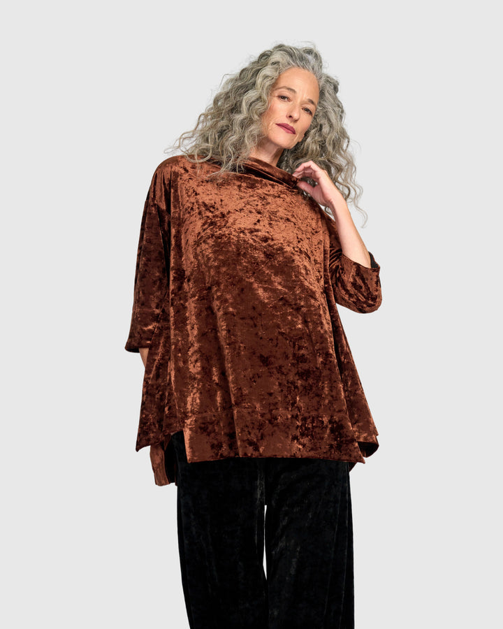 Crushed Velvet Trapeze Top, Maple