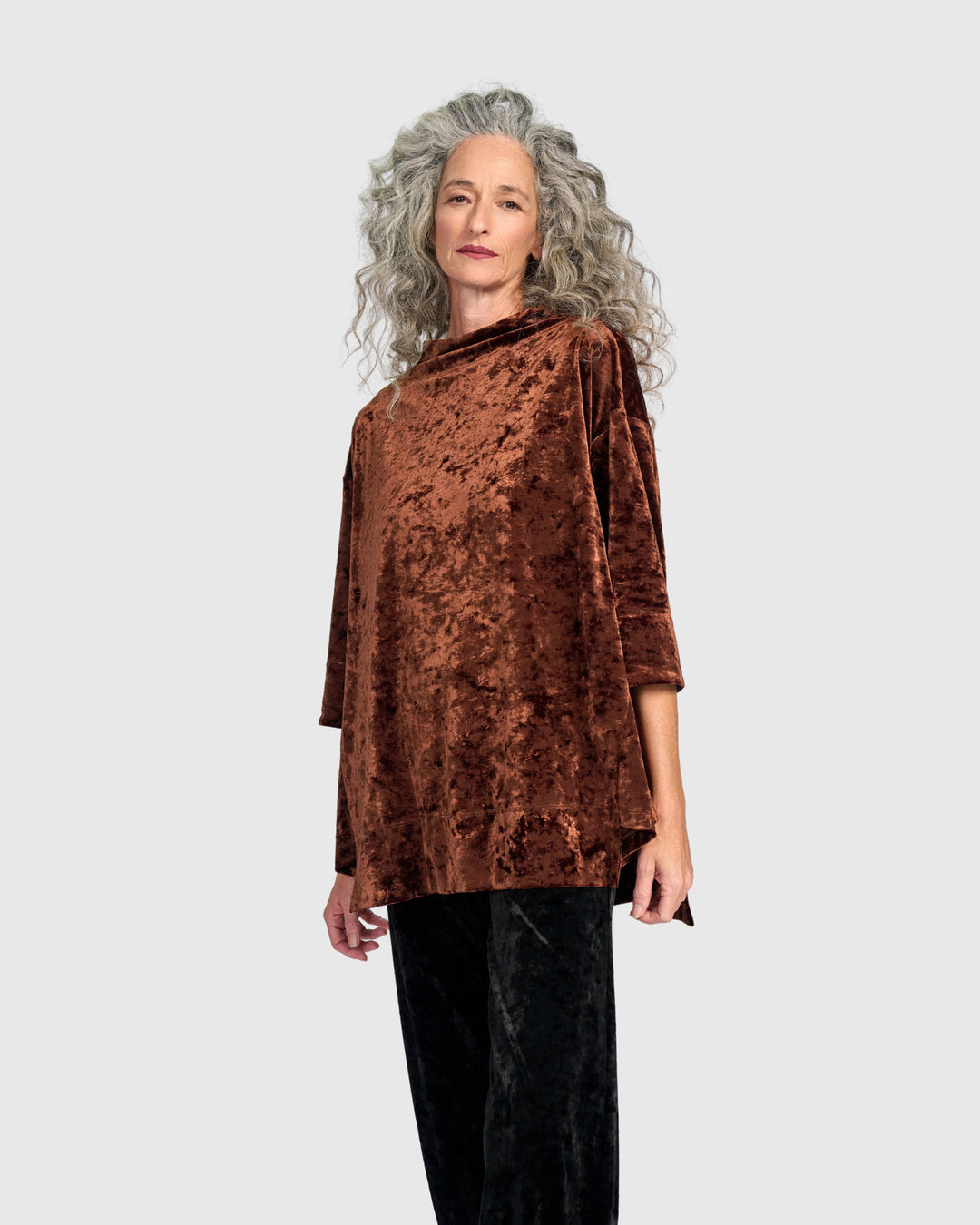 Crushed Velvet Trapeze Top, Maple