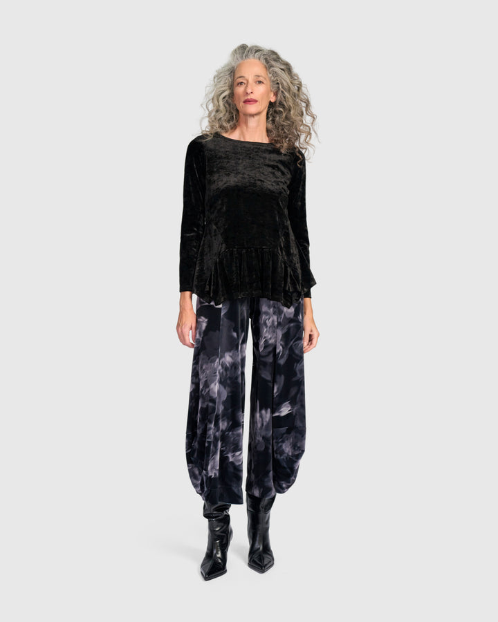 Crushed Velvet Addison Top, Black