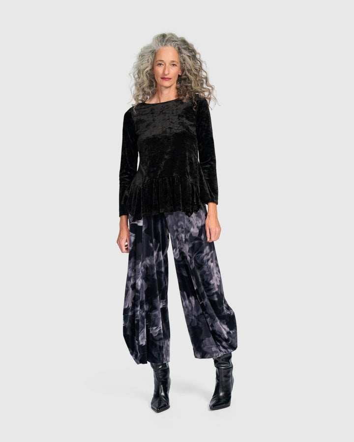 Cassis Velvet Punto Pants, Smoke Flora