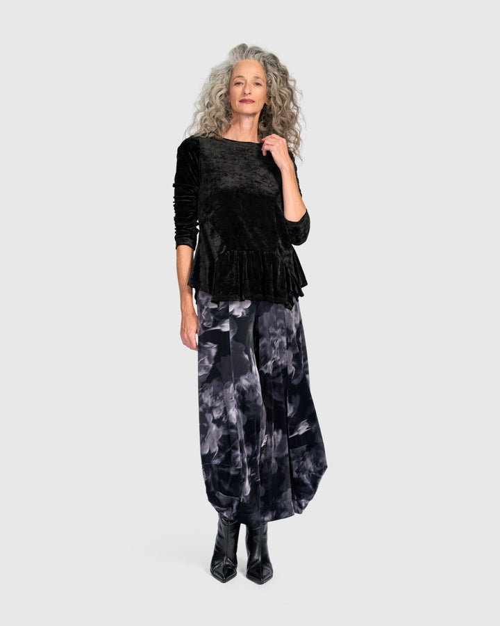 Cassis Velvet Punto Pants, Smoke Flora