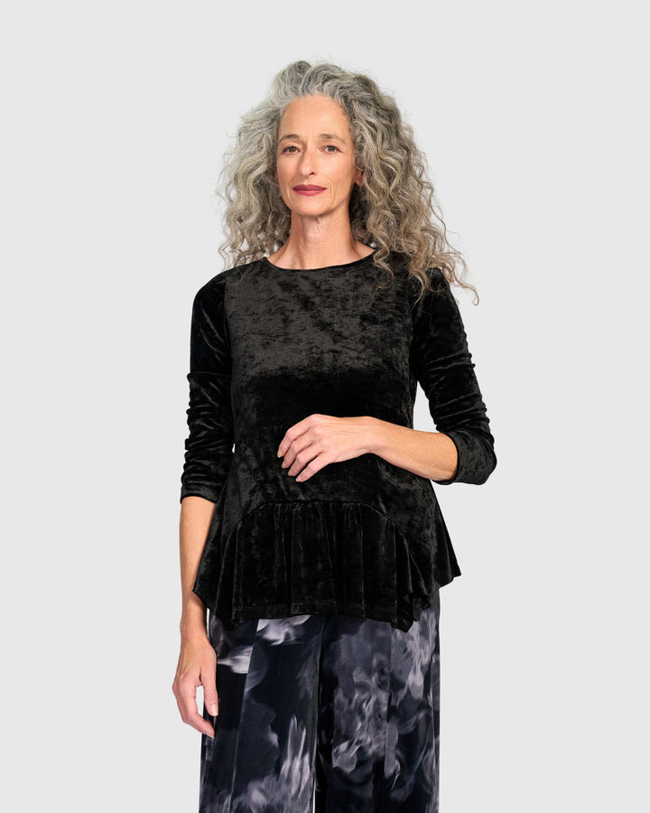 Crushed Velvet Addison Top, Black