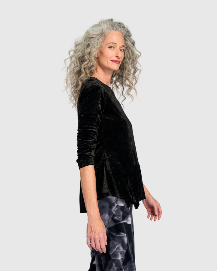 Crushed Velvet Addison Top, Black