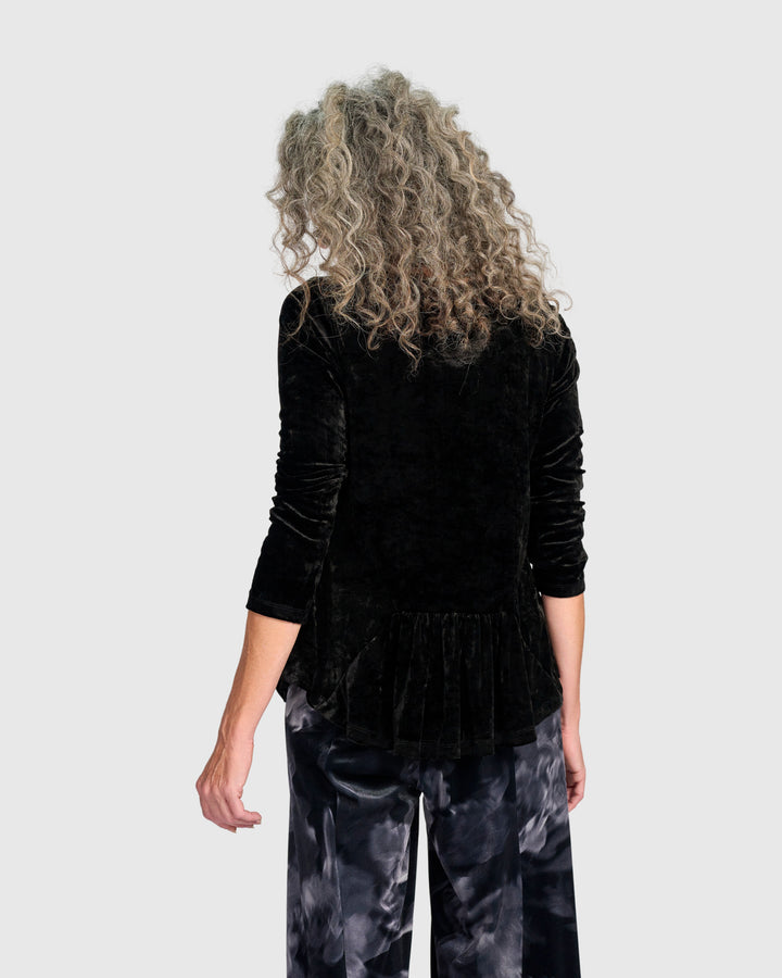 Crushed Velvet Addison Top, Black