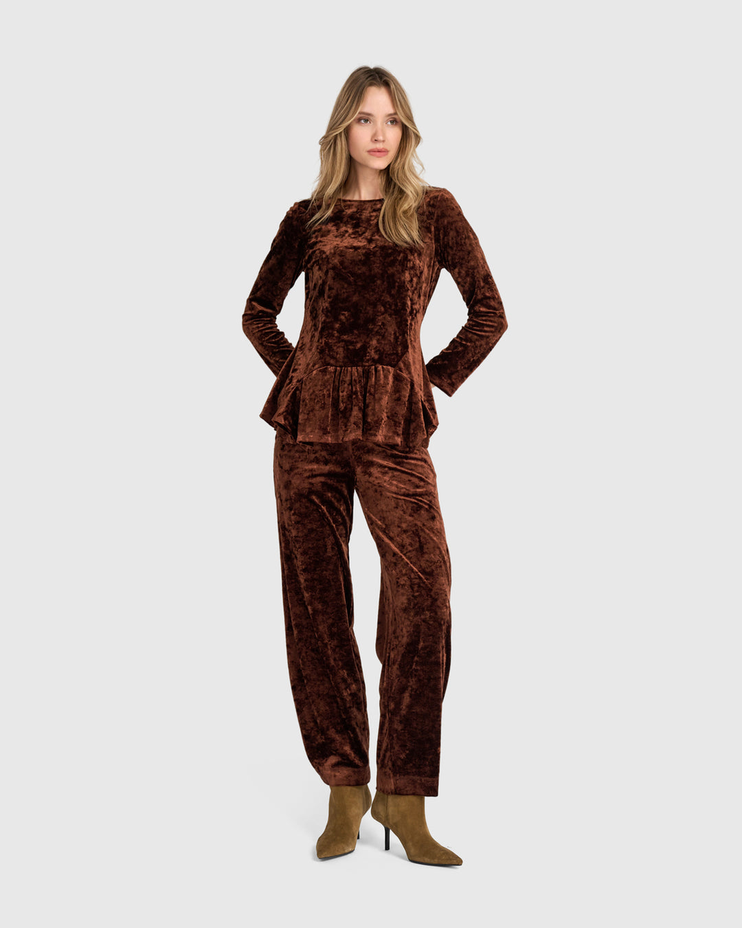 Crushed Velvet Addison Top, Maple