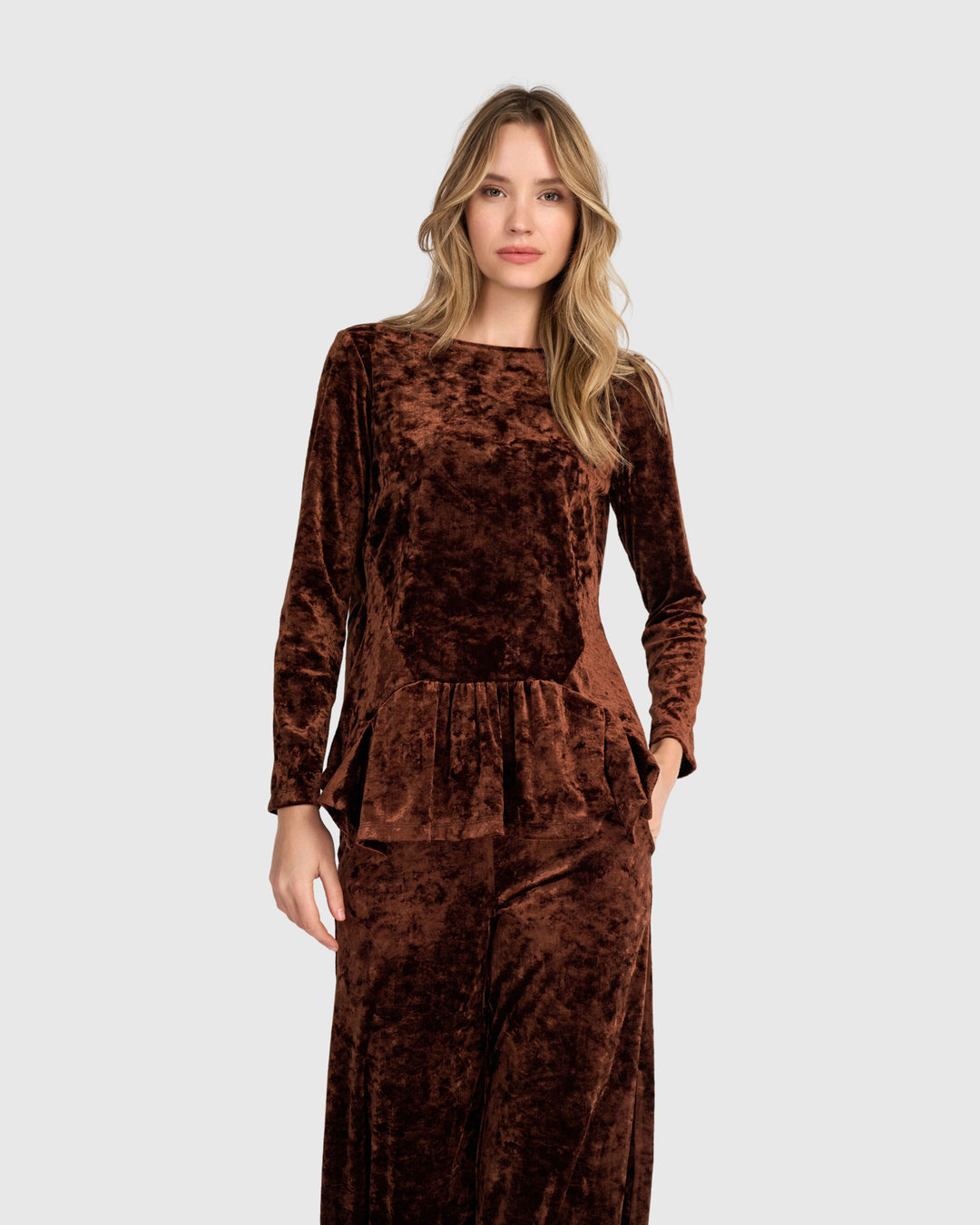 Crushed Velvet Addison Top, Maple