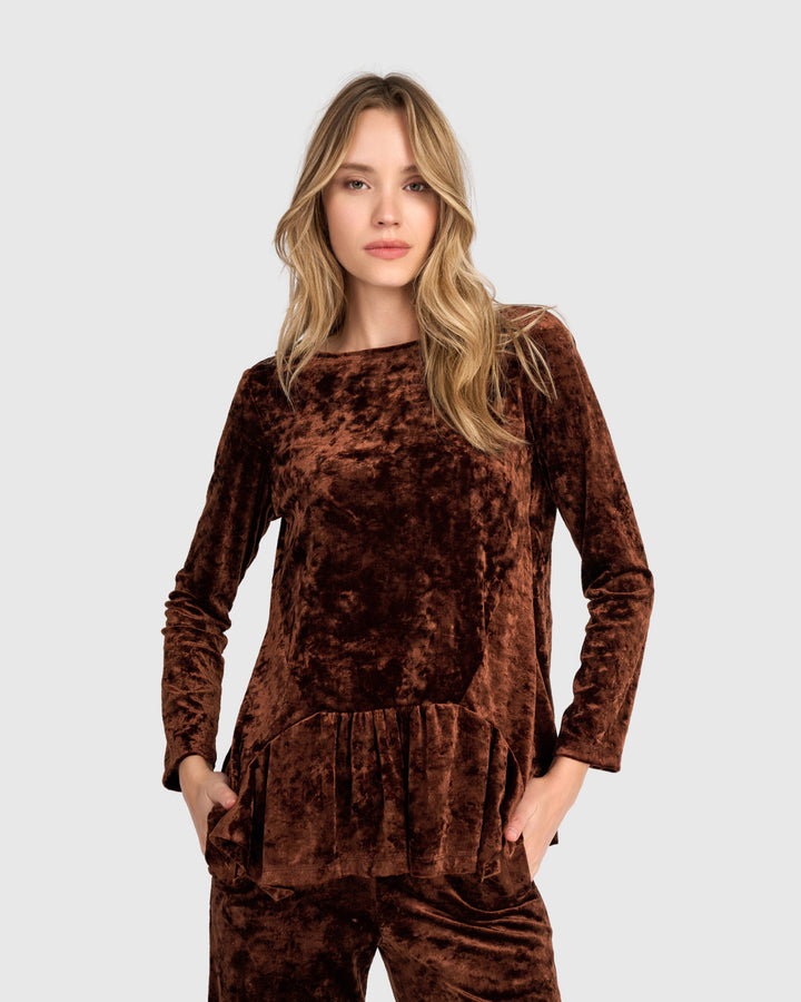 Crushed Velvet Addison Top, Maple