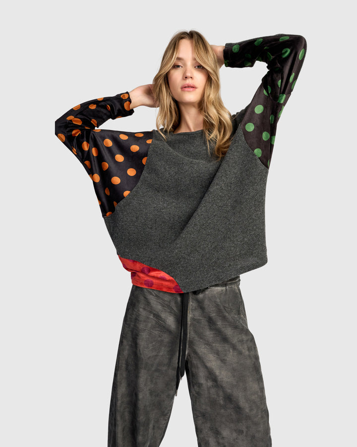 Maisie Curve Top, Carbon/Dots