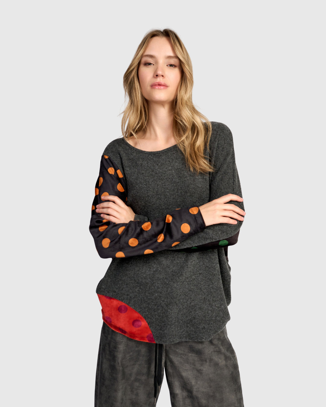 Maisie Curve Top, Carbon/Dots