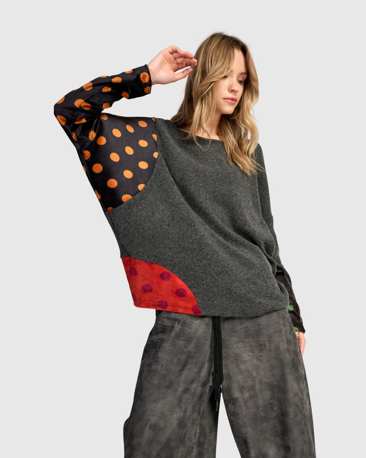 Maisie Curve Top, Carbon/Dots