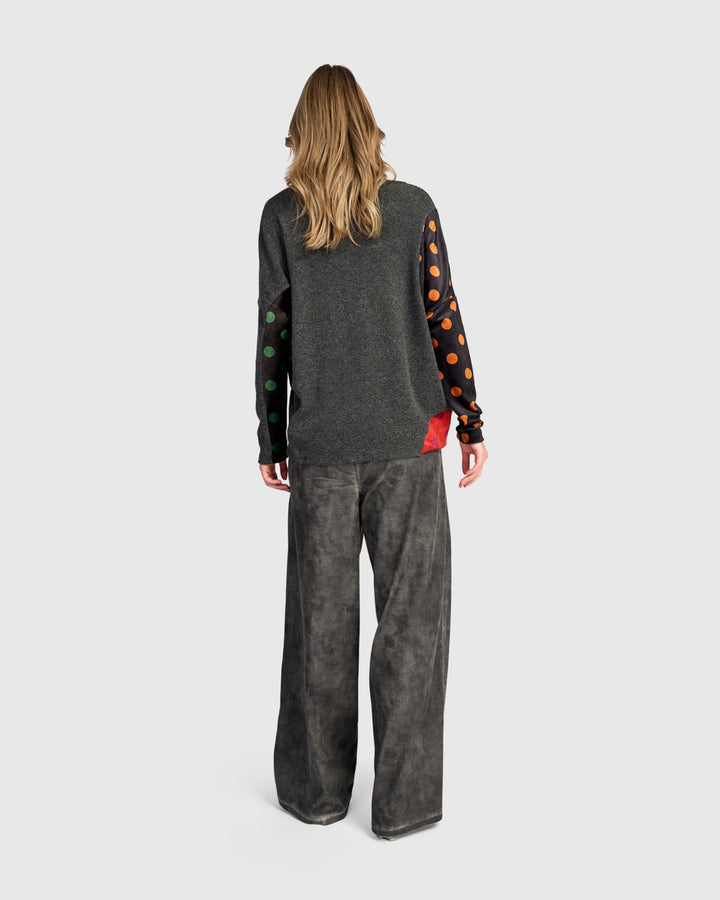 Maisie Curve Top, Carbon/Dots