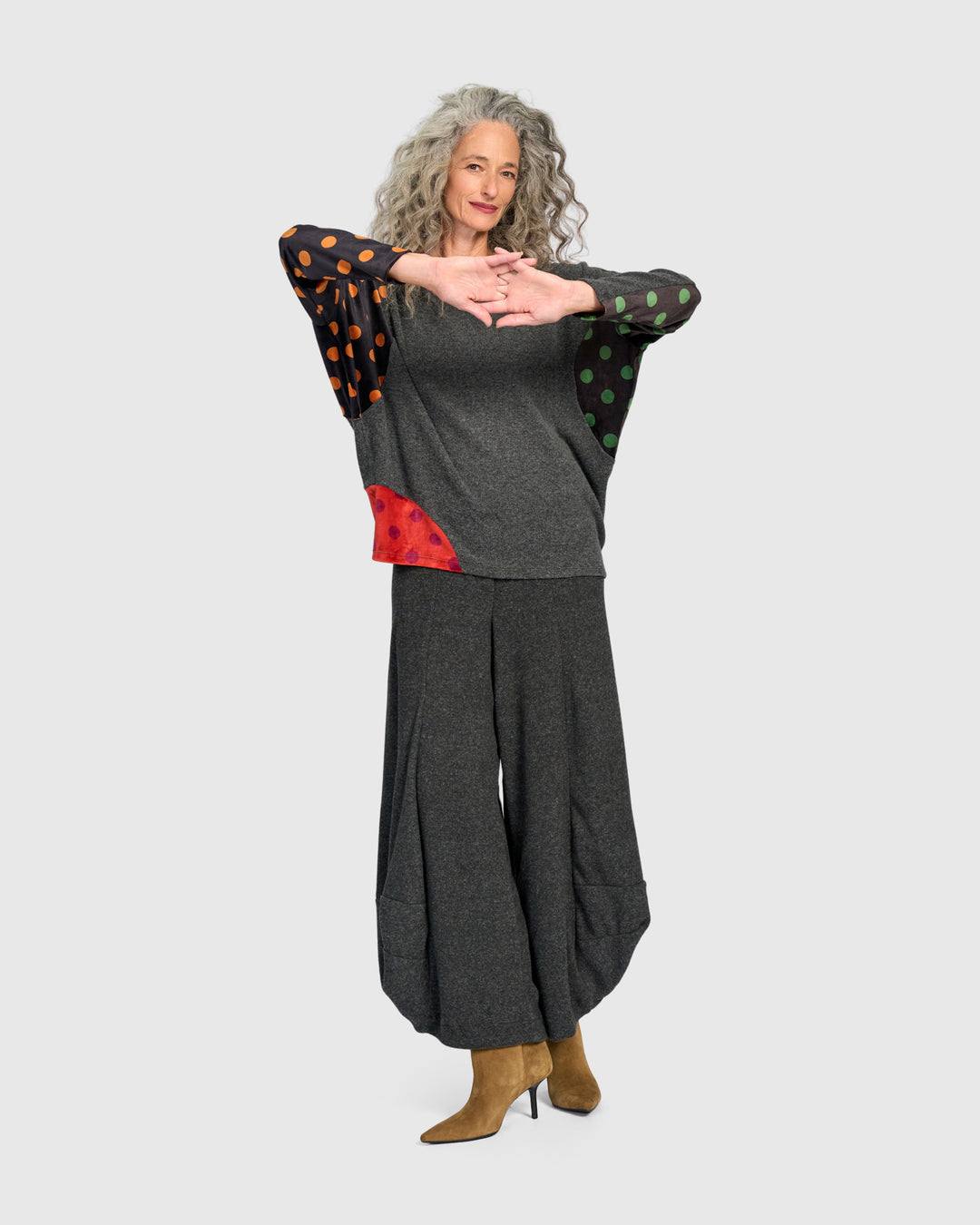 Maisie Curve Top, Carbon/Dots