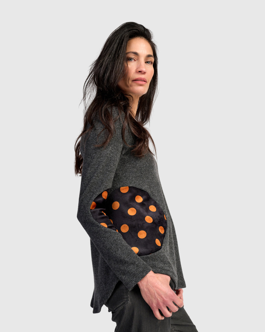 Lottie V-Neck Top, Carbon/Dots