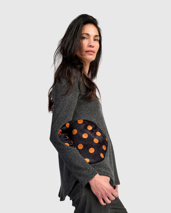 Lottie V-Neck Top, Carbon/Dots