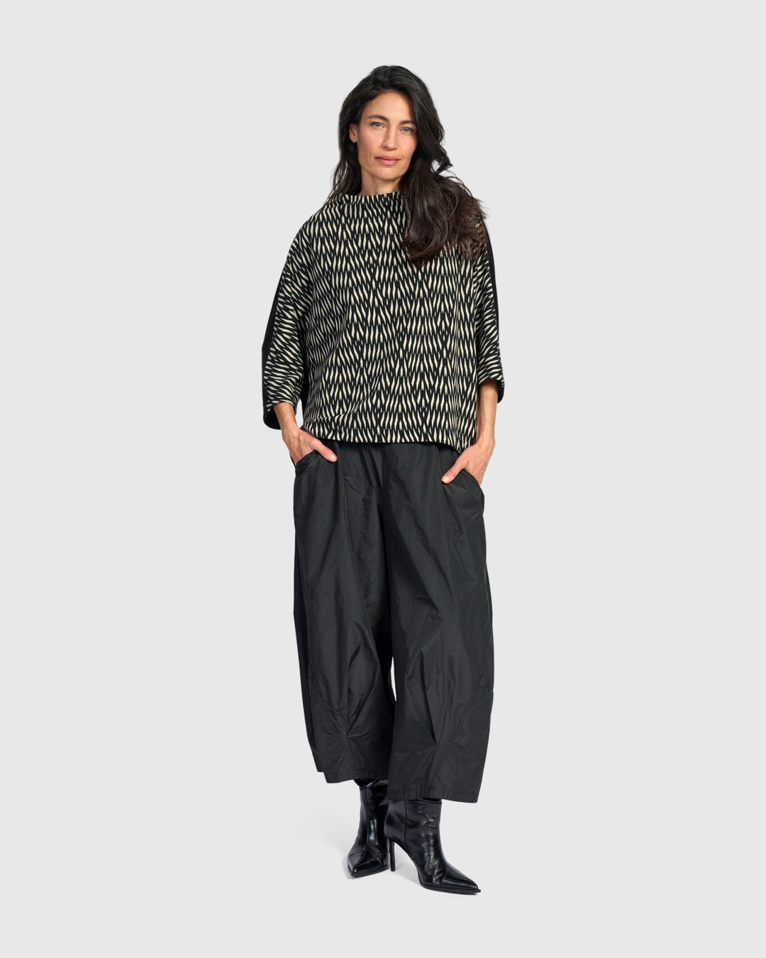 Vertex Funnel Pullover Top, Zebra