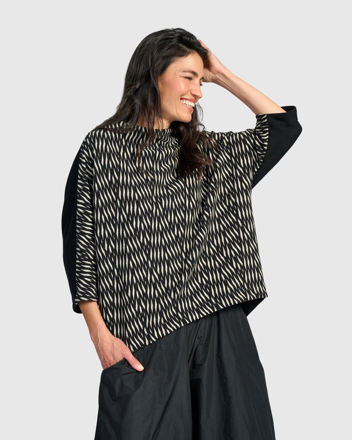 Vertex Funnel Pullover Top, Zebra