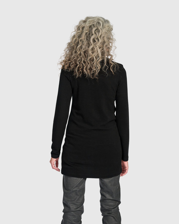 Ribbed Turtleneck Tunic, Black