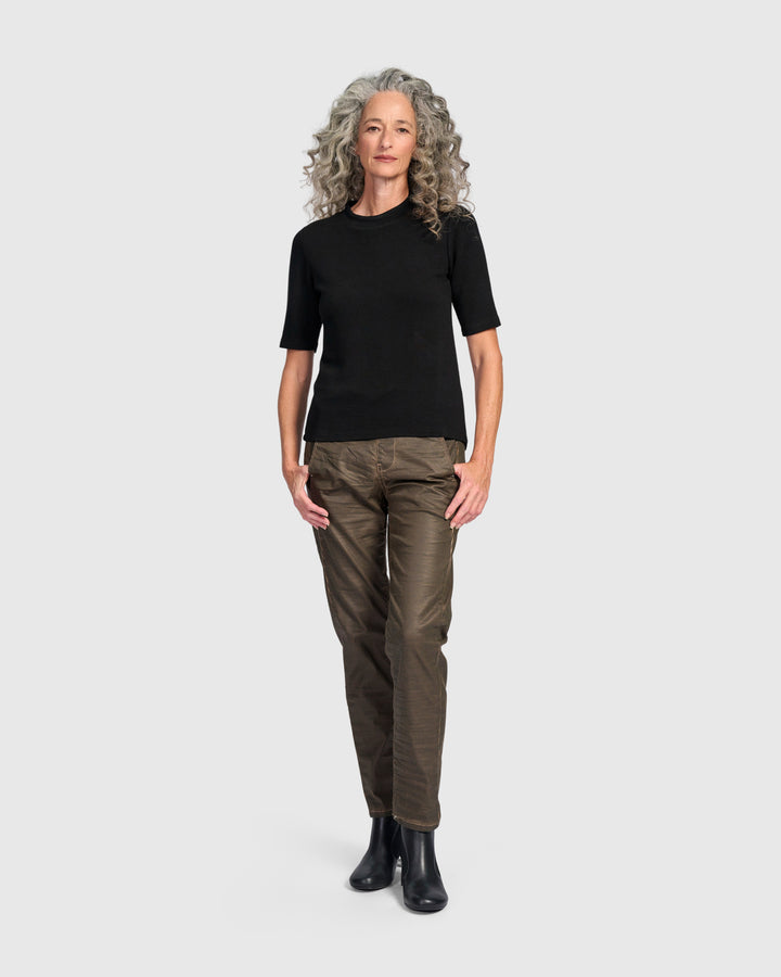 Ribbed Mockneck Tee, Black