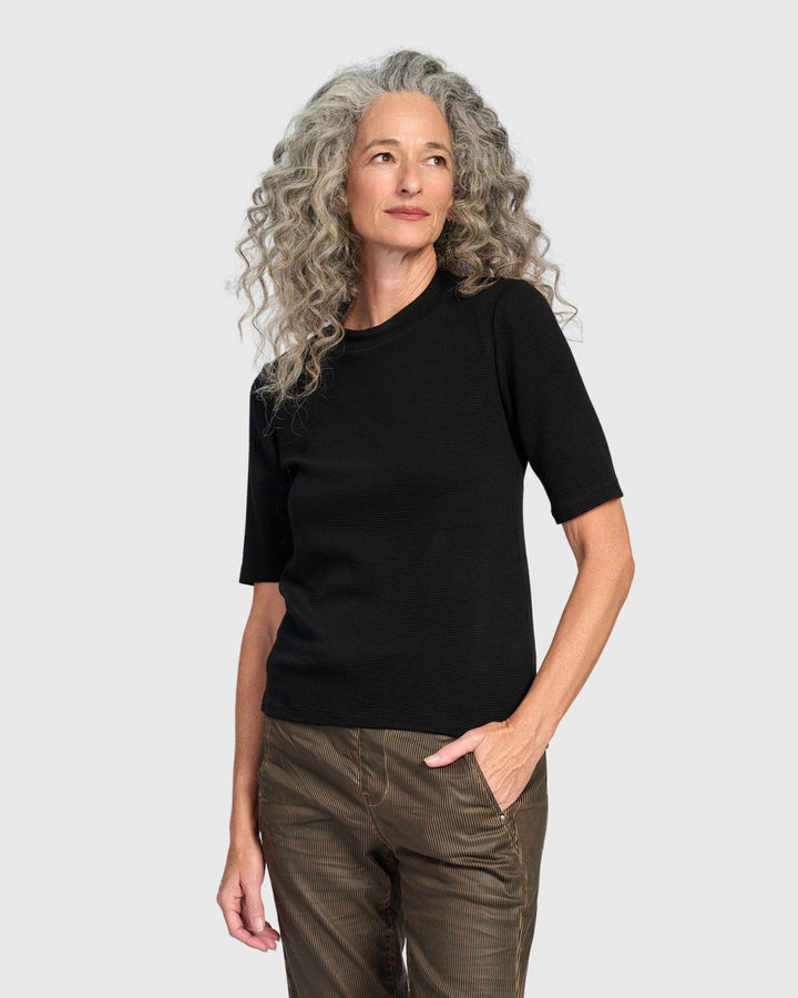Ribbed Mockneck Tee, Black