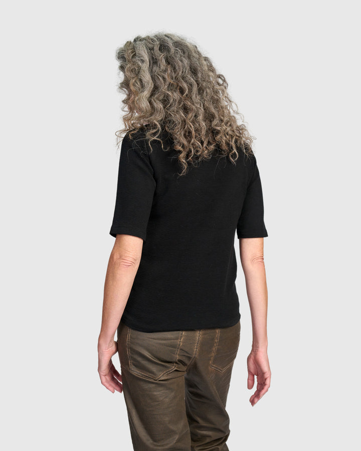 Ribbed Mockneck Tee, Black