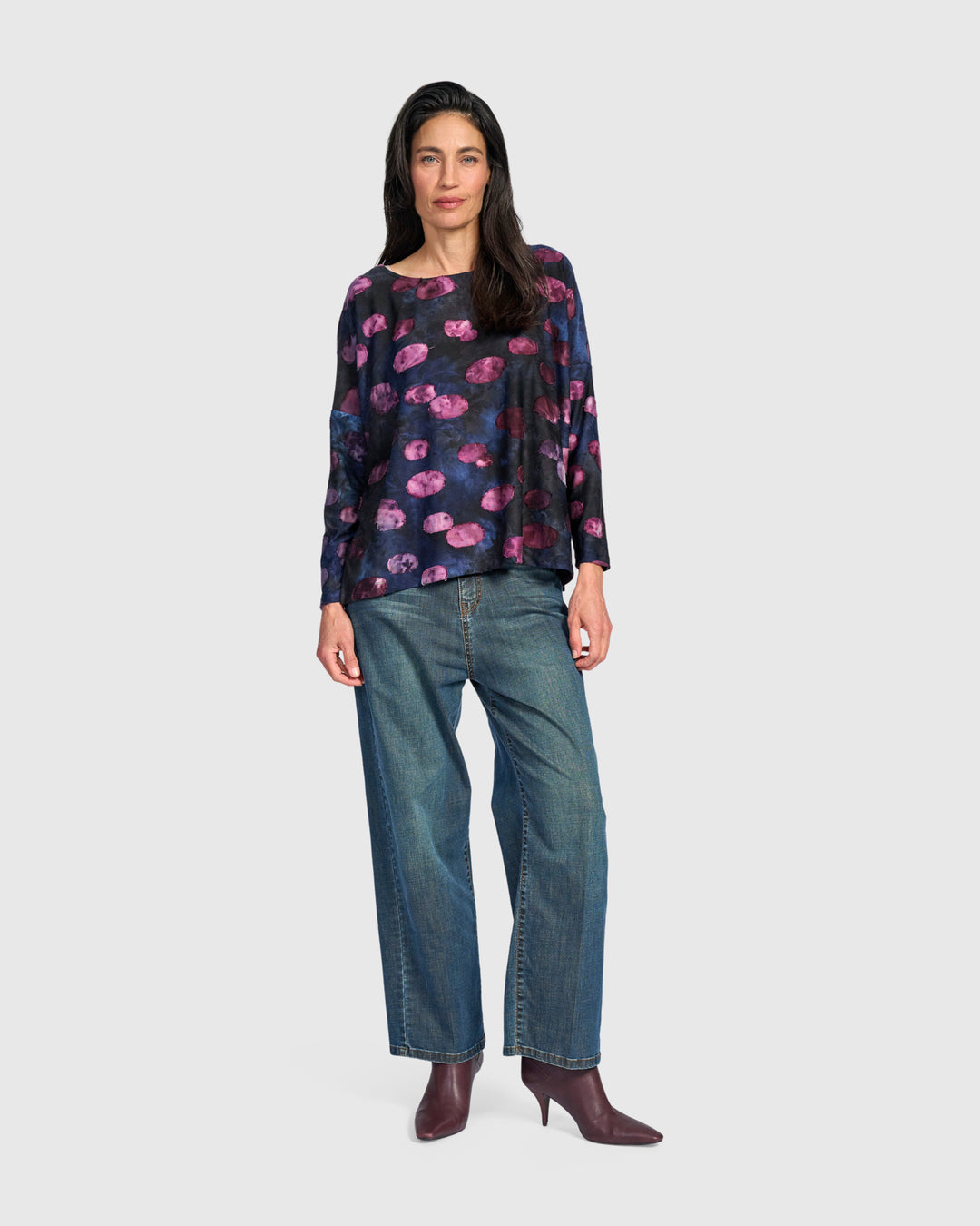 Tansy Boxy Top, Midnight/Wine