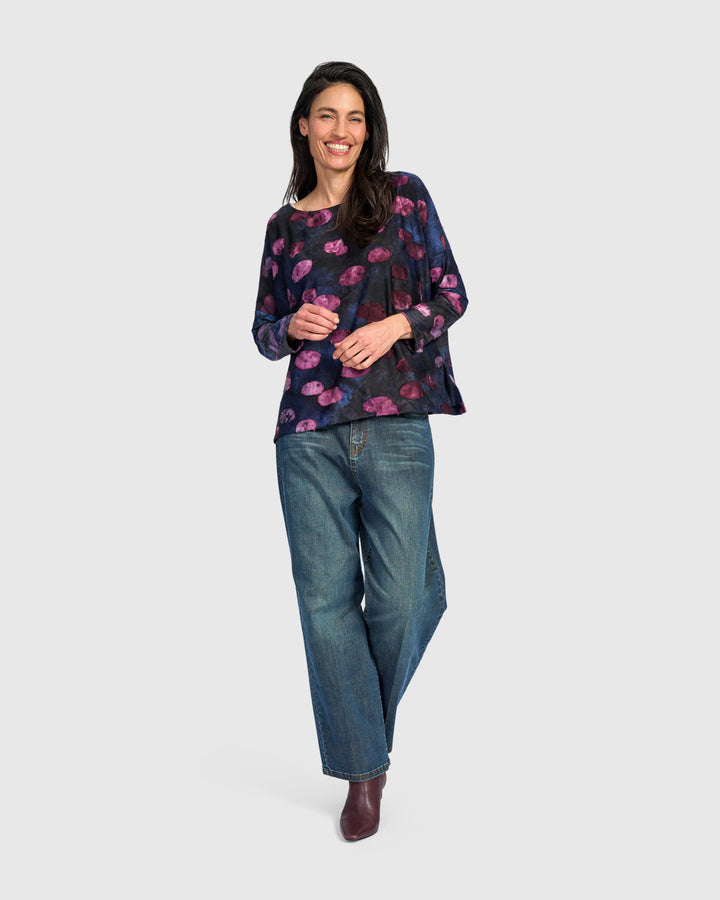Tansy Boxy Top, Midnight/Wine
