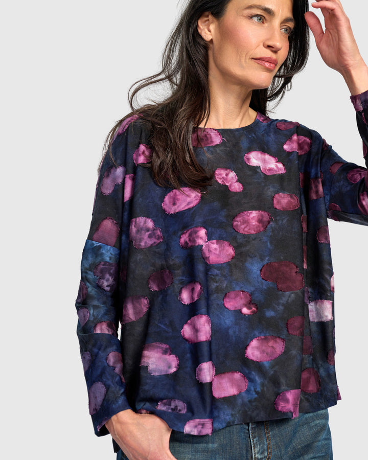 Tansy Boxy Top, Midnight/Wine