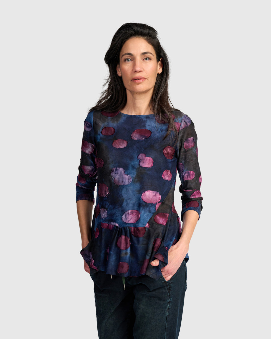 Addison Flouncy Tee, Midnight/Wine