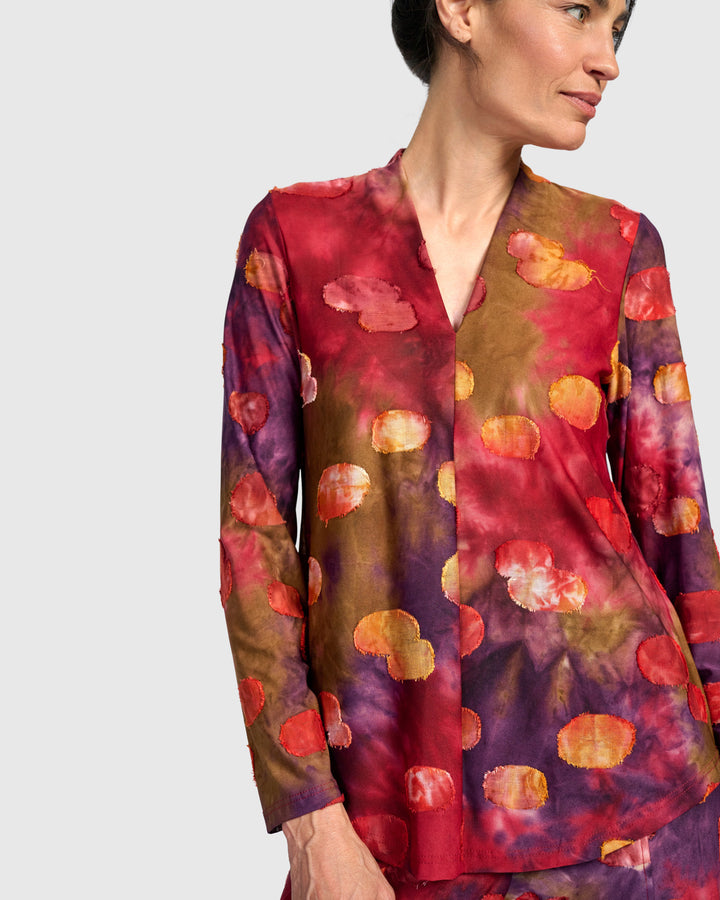 Whirligig V-Neck Top, Berry Mix