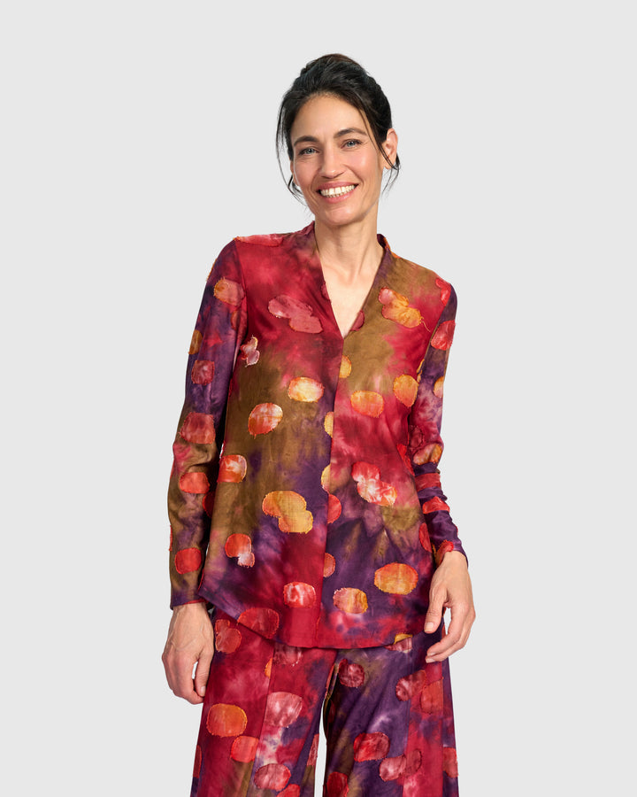 Whirligig V-Neck Top, Berry Mix