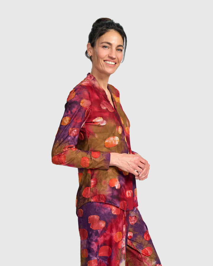 Whirligig V-Neck Top, Berry Mix