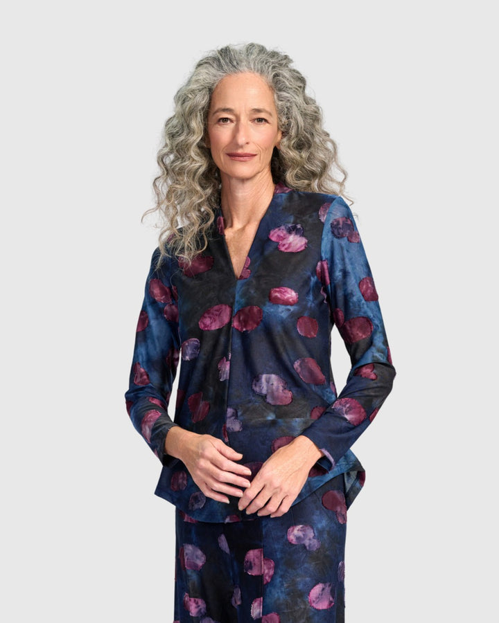 Whirligig V-Neck Top, Midnight/Wine