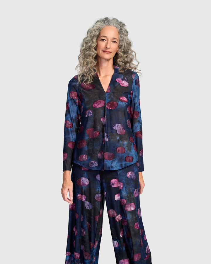 Whirligig V-Neck Top, Midnight/Wine