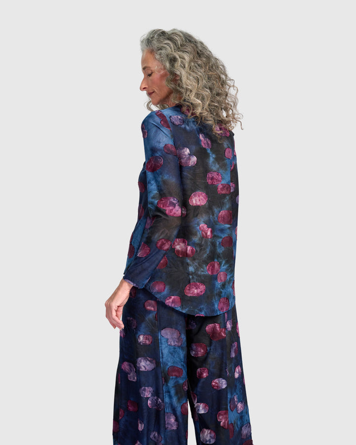 Whirligig V-Neck Top, Midnight/Wine