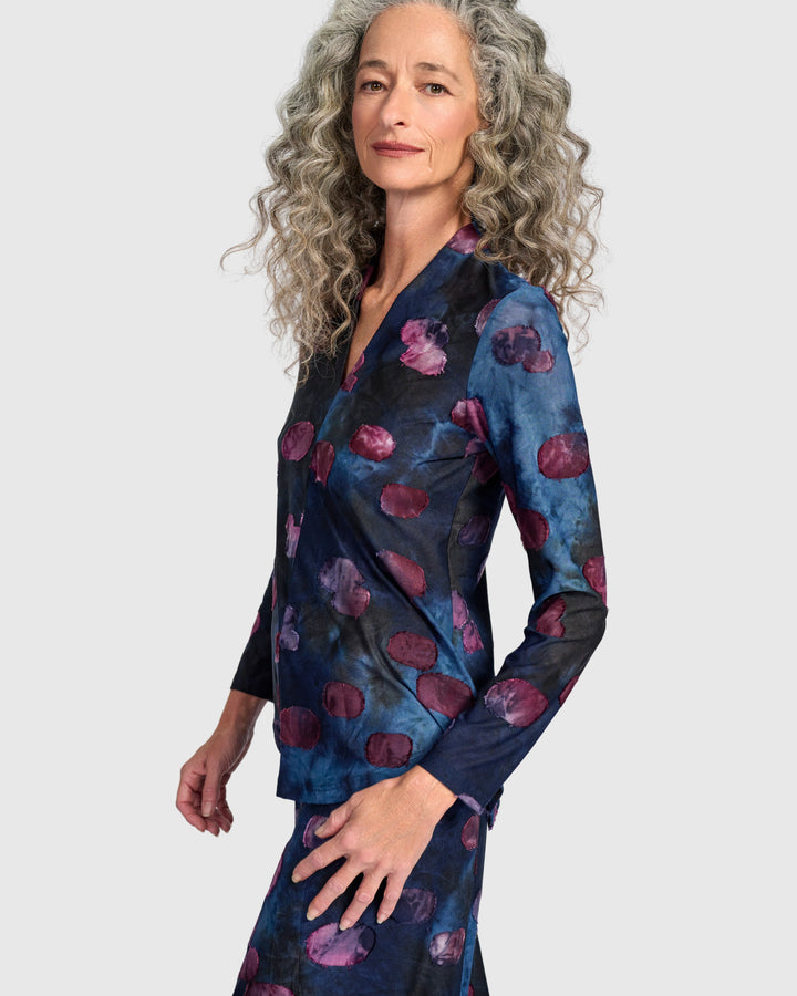 Whirligig V-Neck Top, Midnight/Wine
