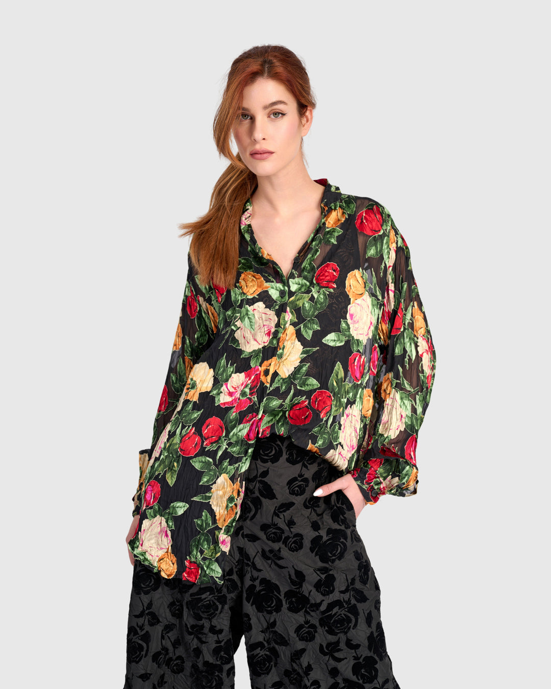 Petaline Shirt, Sheer Floral