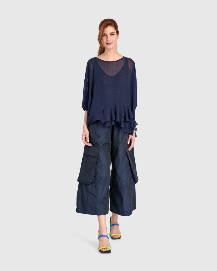Veiled Chiffon Top, Ink