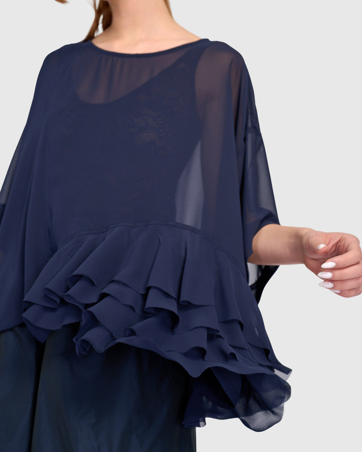 Veiled Chiffon Top, Ink
