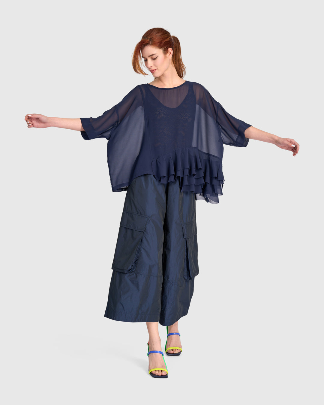 Veiled Chiffon Top, Ink