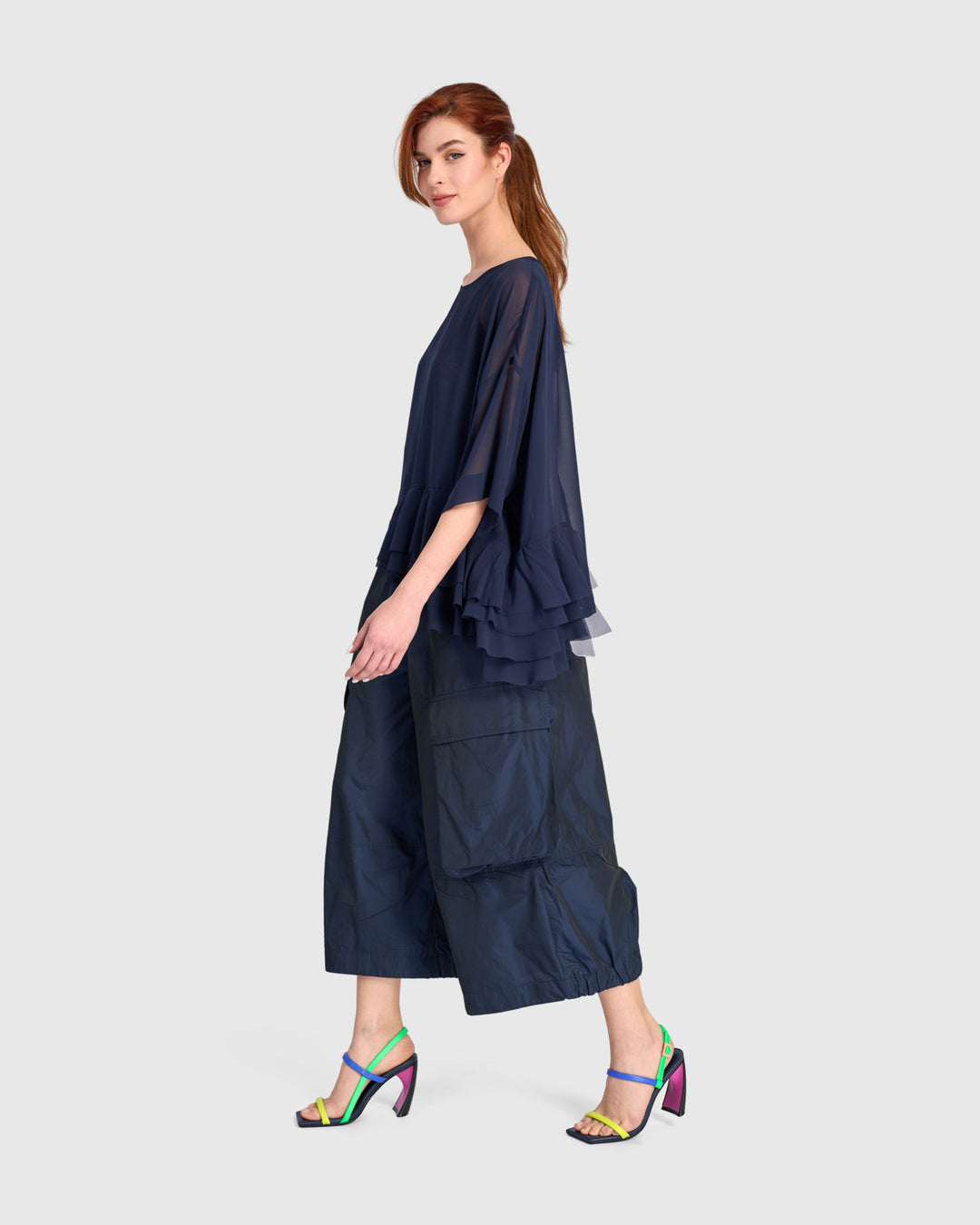 Veiled Chiffon Top, Ink