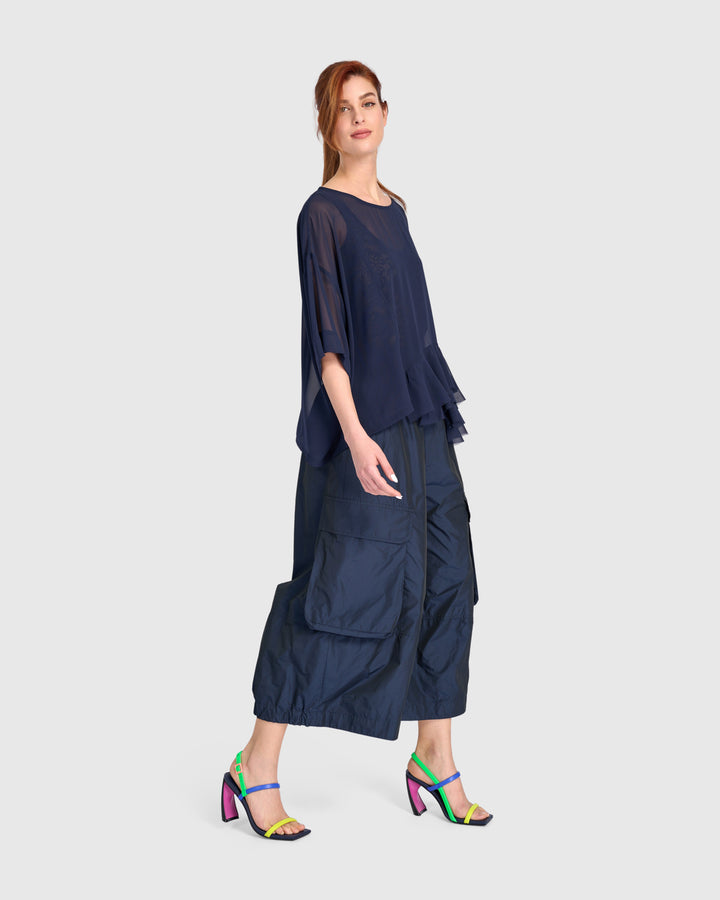 Veiled Chiffon Top, Ink