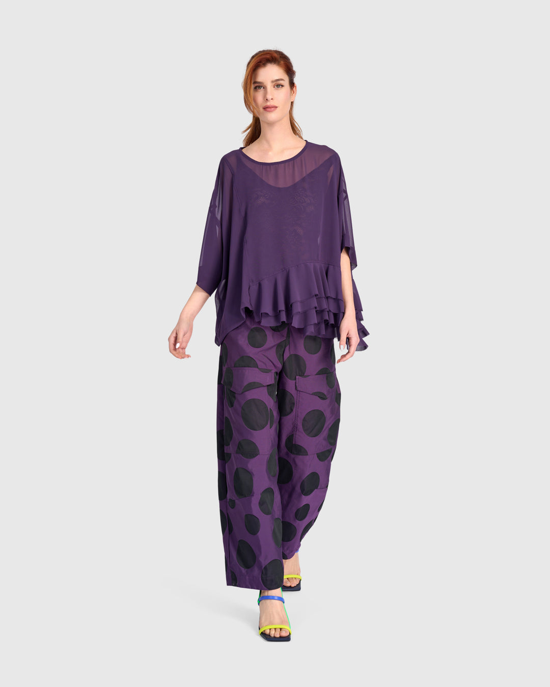 Veiled Chiffon Top, Plum