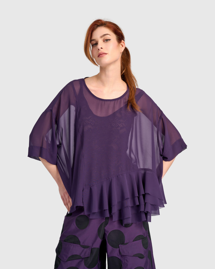 Veiled Chiffon Top, Plum