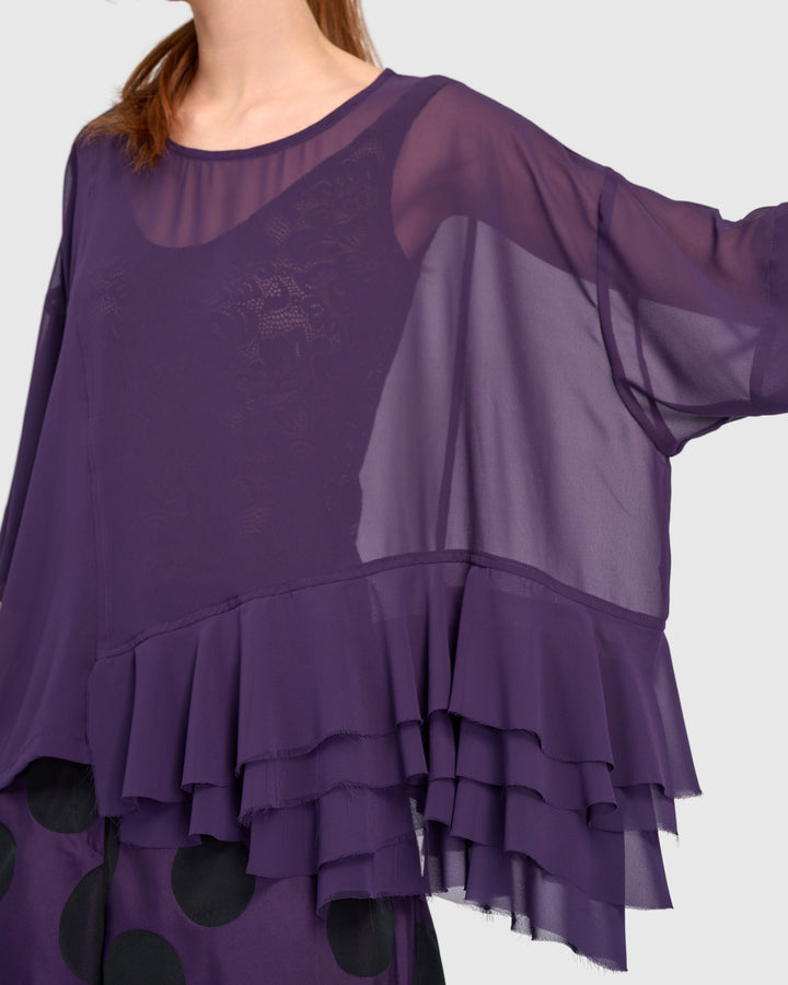 Veiled Chiffon Top, Plum