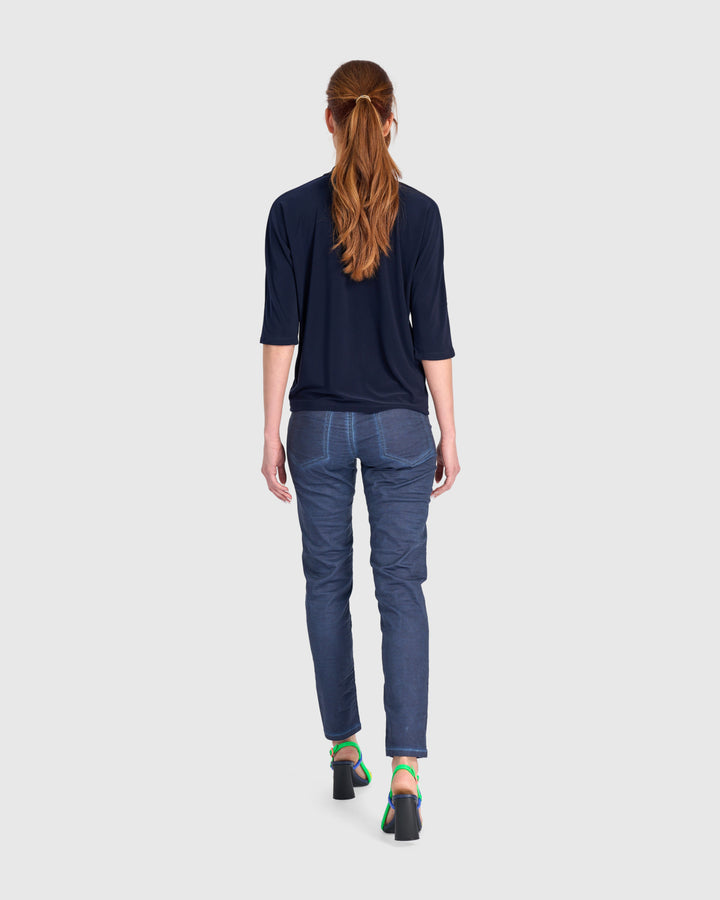 Fluid Slinky Dolman Top, Navy