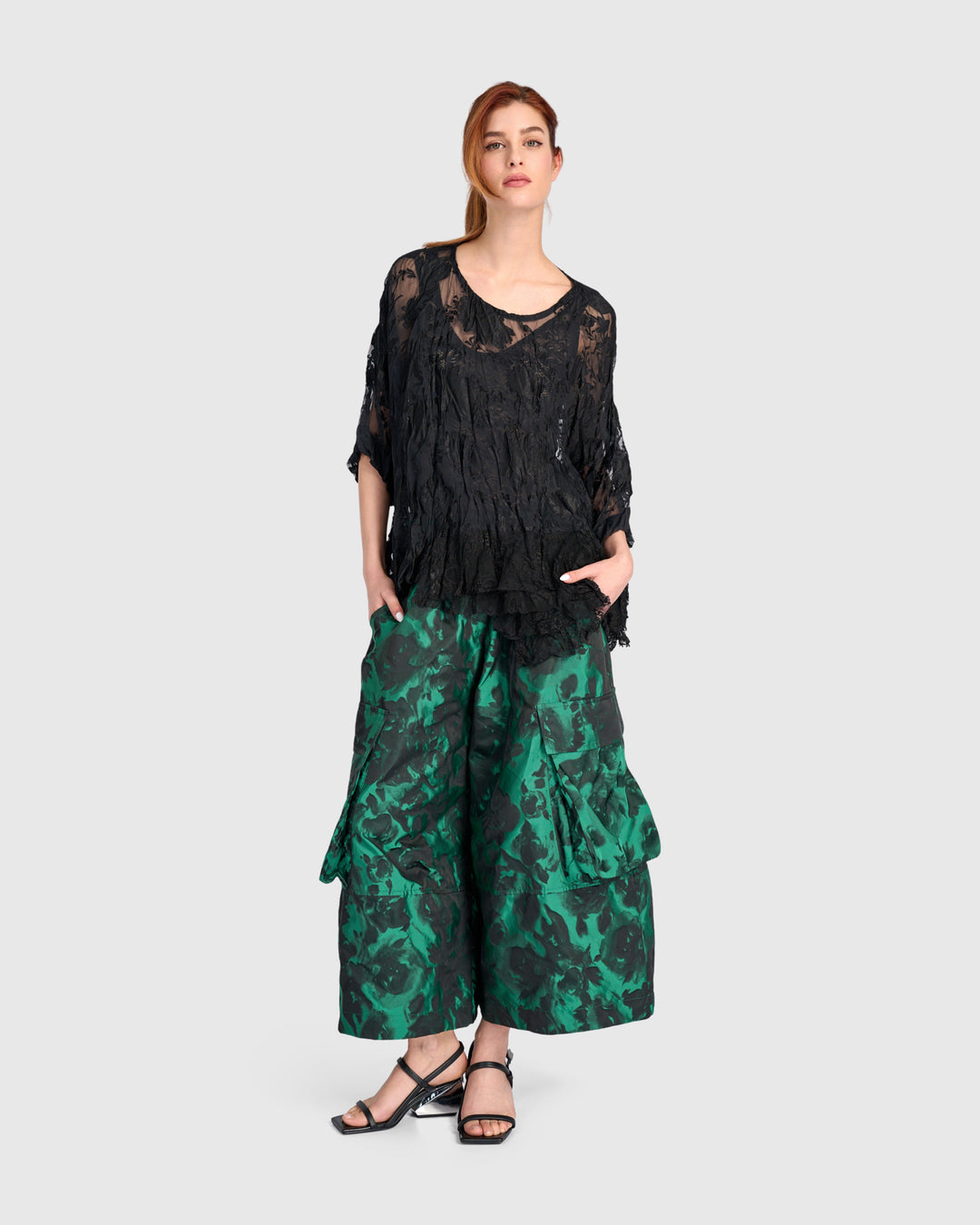 Veiled Lace Top, Sheer Black