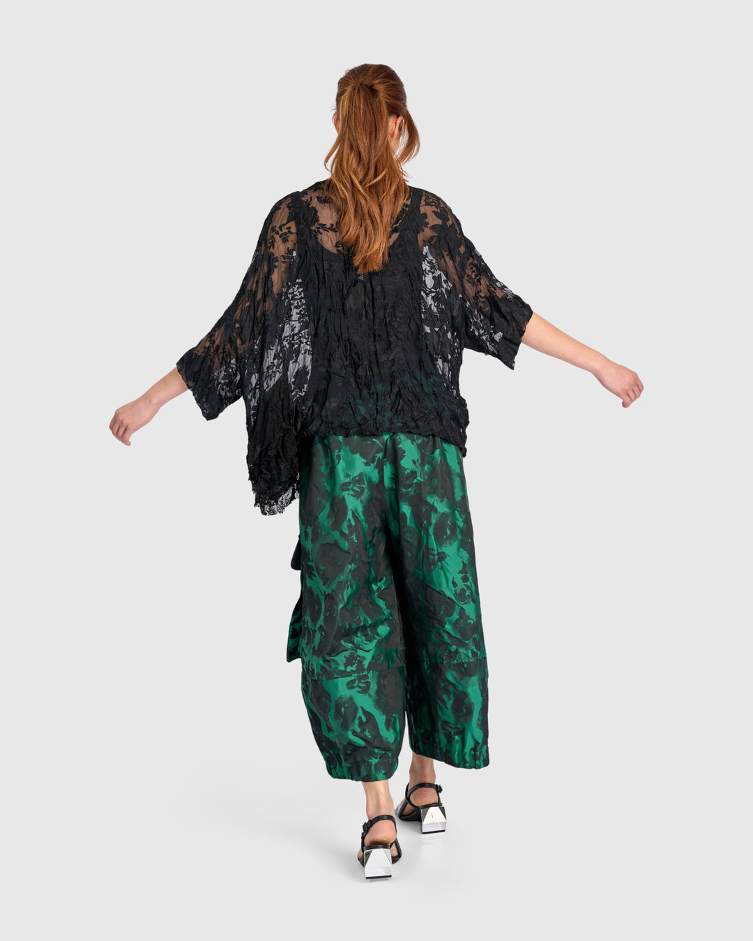 Veiled Lace Top, Sheer Black