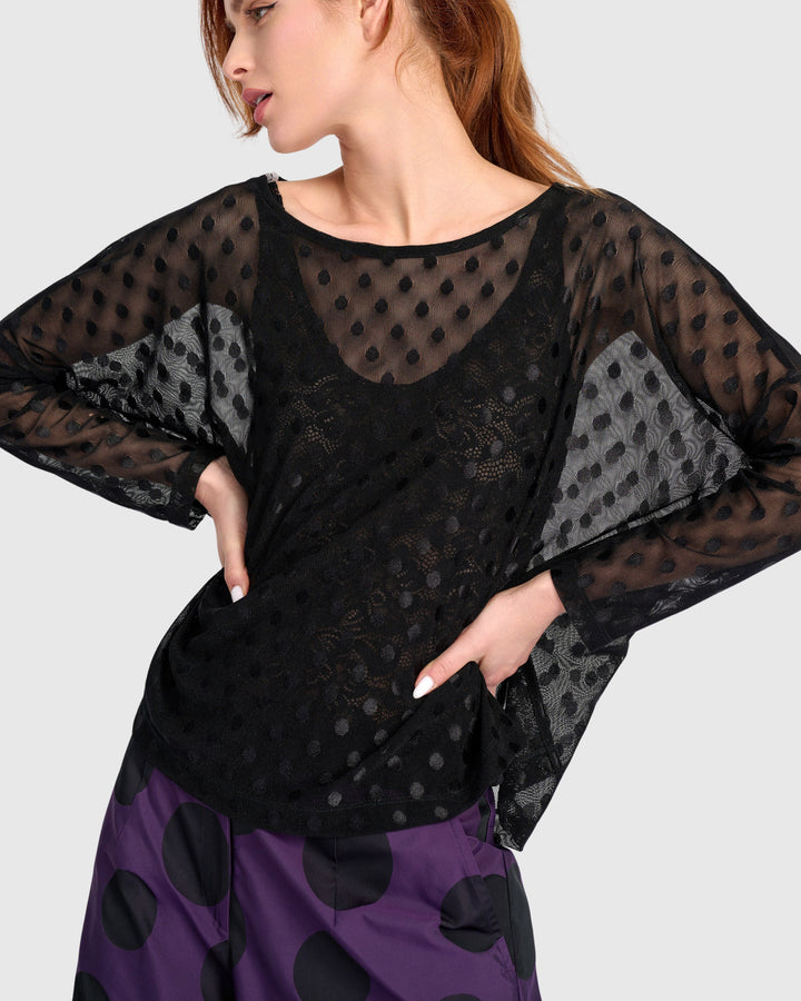 Umbral Boxy Top, Black Mesh