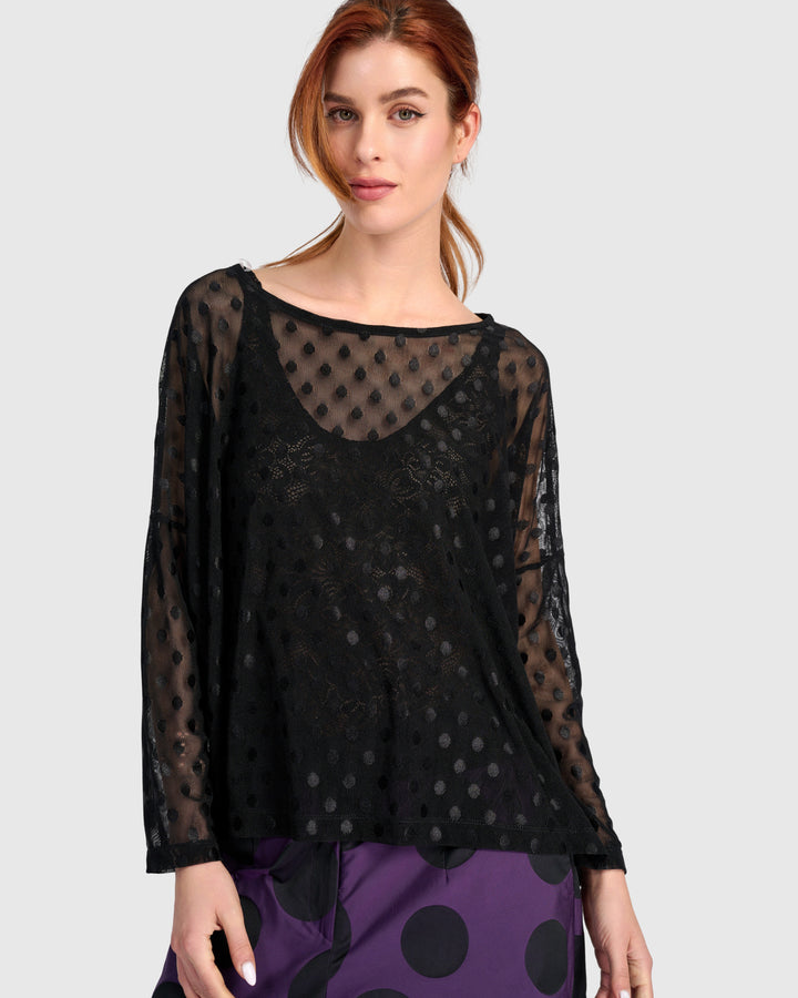 Umbral Boxy Top, Black Mesh